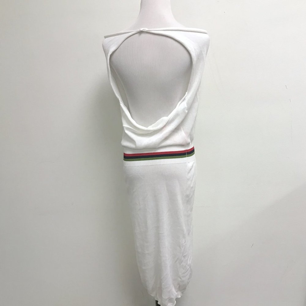 Roberta di Camerino scoop neck backless sleeveless midi semi sheer dress 40 NWT